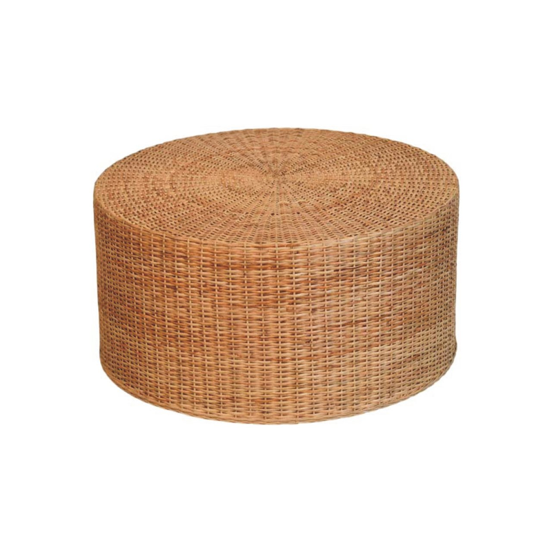 Artisan Furniture Solid Wood Regency Round Woven Coffee Table, Brown