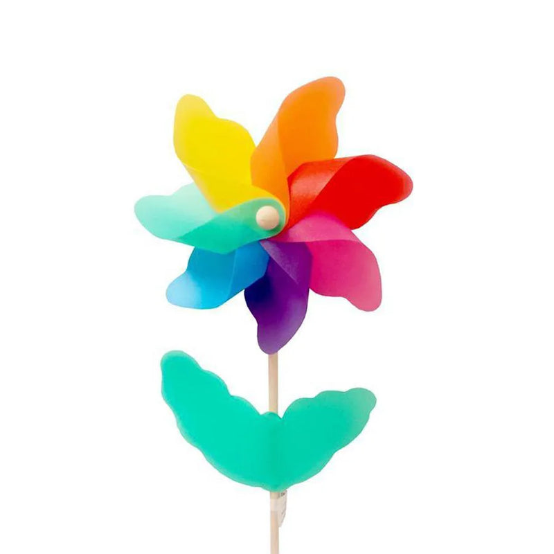 Small Pinwheel Windmill On Wooden Stick Garden Decoration