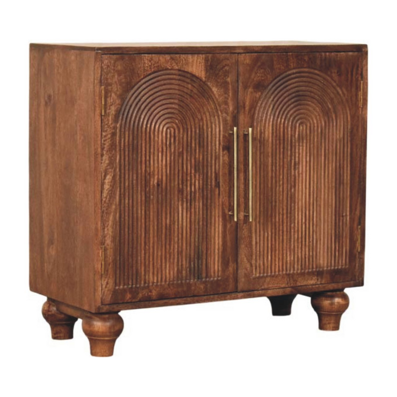 Artisan Furniture Solid Wood Arco Groove Sideboard, 2 Doors, 2 Shelves, Brown