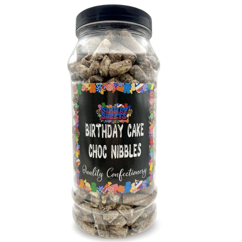 Birthday Cake Flavour Choc Nibbles Retro Sweets Gift Jar - 585g BB: DEC 2025