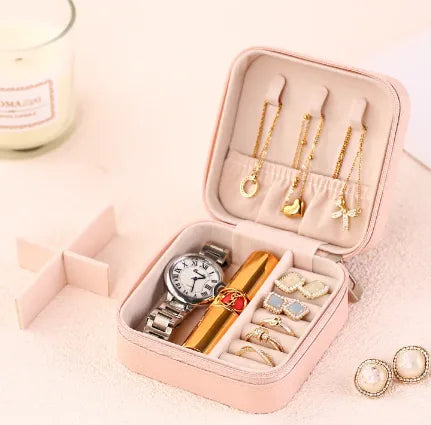 Portable Travel Jewellery Storage Organiser Bo x Case With Zipper Assorted Colours