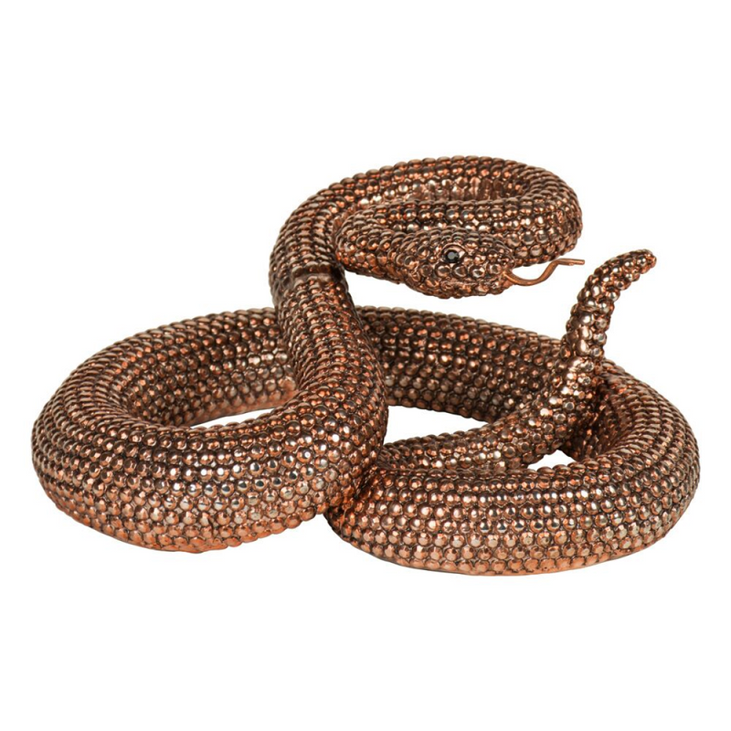 Artisan Furniture Figurine - Bronze Coiled Rattlesnake Figurine