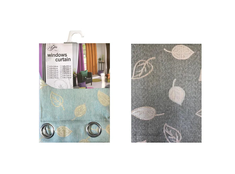 Room Fabric Window Curtain Jacquard Leaf Design Assorted Colours