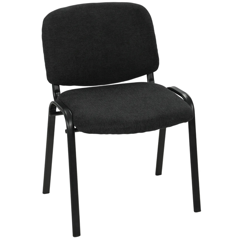 HOMCOM Meeting Chair, Stackable Ergonomic Office Chair with Padded Seat, Curved Backrest for Conference Room, Black