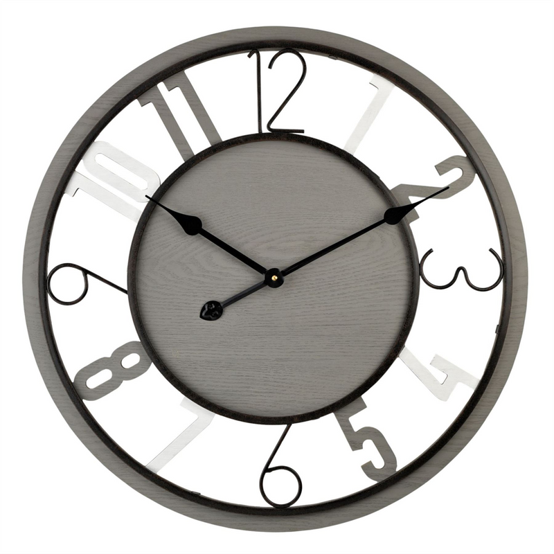 Hometime Wood & Metal Grey Wall Clock 60cm
