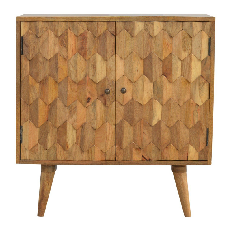 Artisan Furniture Solid Mango Wood Pineapple Carved Cabinet