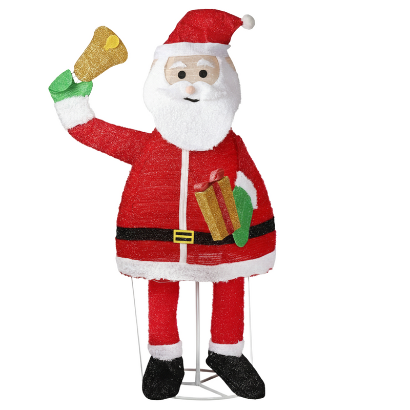 1.8M Lighted Santa Claus Holding Bell Christmas Yard Decorations, Pre-lit Pull Up Santa with 200 Warm White LEDs, for Xmas Outdoor Holiday Indoor Decor Lighted Holiday Displays