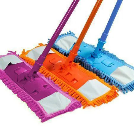 Flat Microfibre Floor Mop With E x pandable Stick Pole Handle Assorted Colours