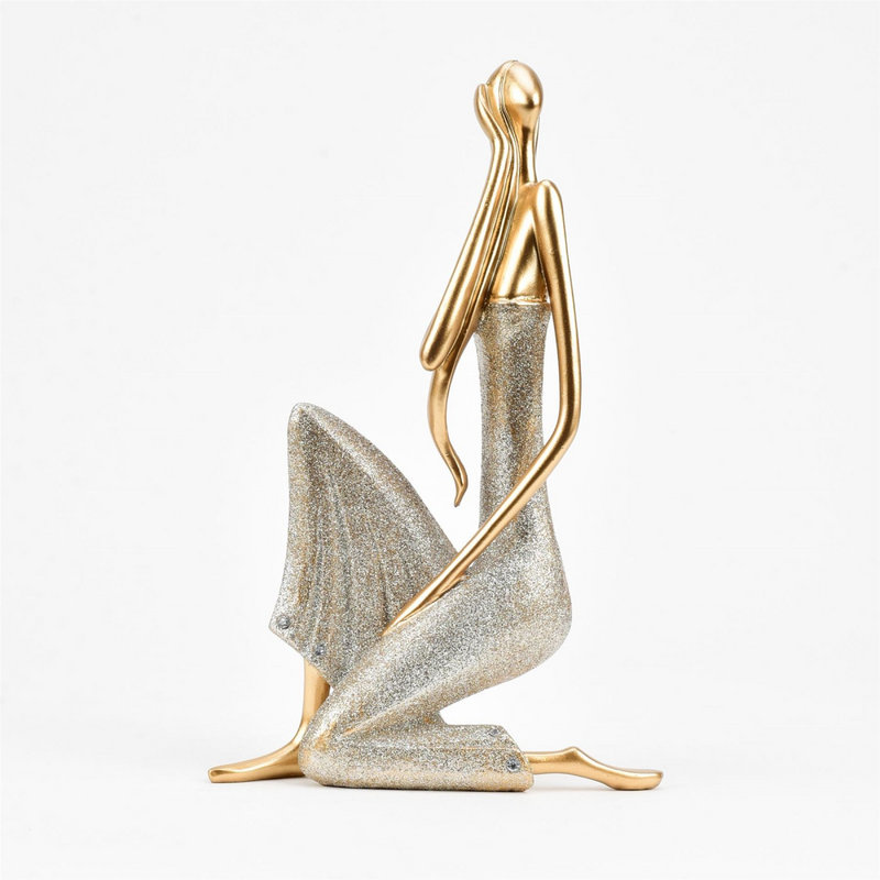 Portrait Figurine Gold Kneeling Woman