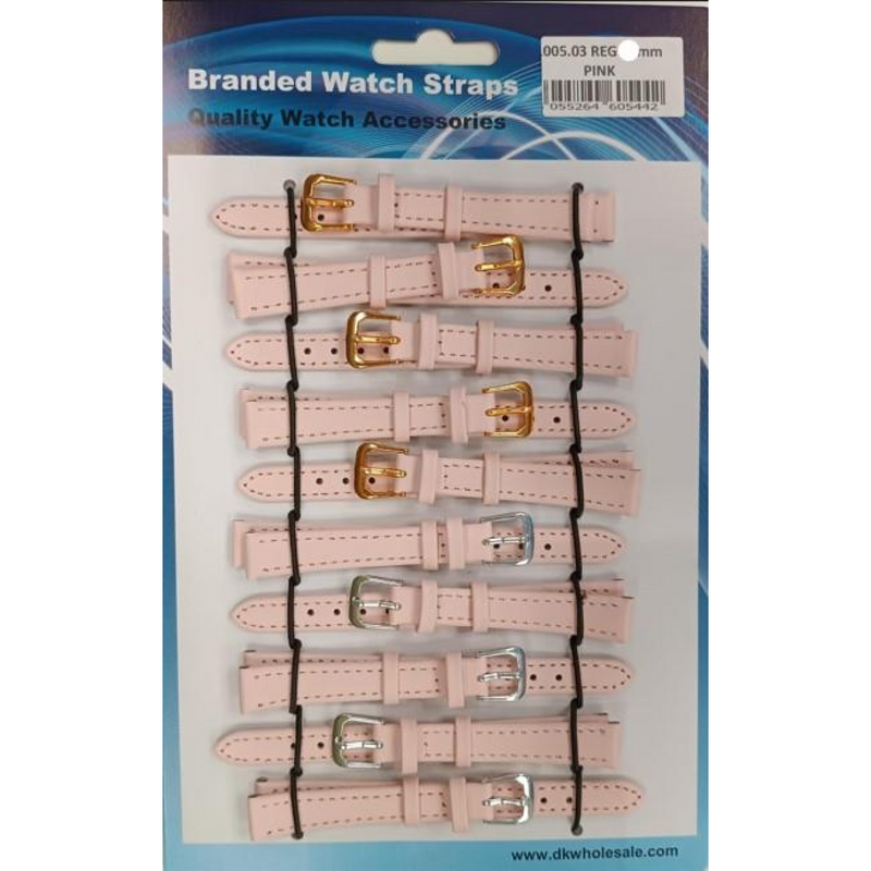 Leather Pink Watch Straps Pk10 size 10mm 1005.03