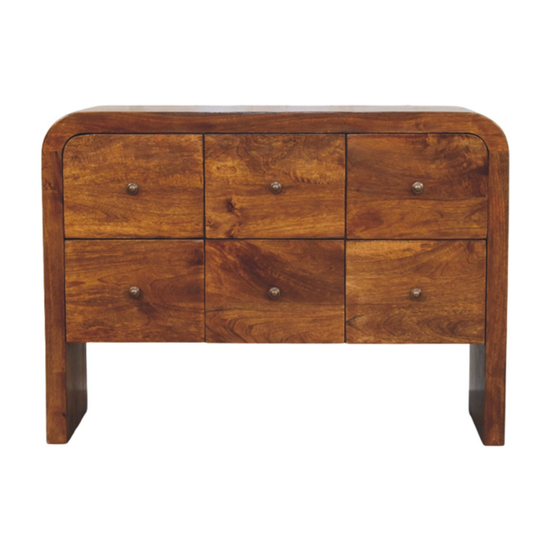 Artisan Furniture Solid Wood Darcy 3 over 3 Drawer Chest in Chestnut Finish, Brown