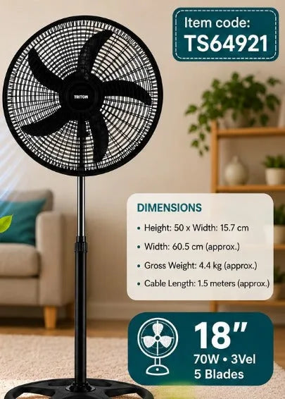 18" Black Standing Fan F18