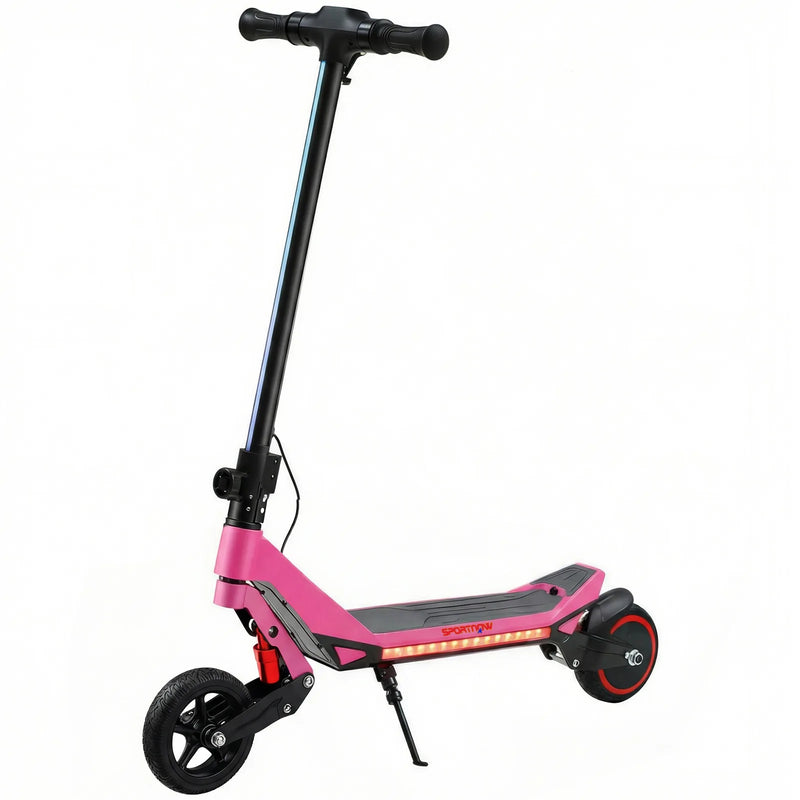 SPORTNOW Electric Scooter for Kids, Foldable E Scooter for Age Age 6 with LED Display, RGB lights, Up to 16km/h, Pink