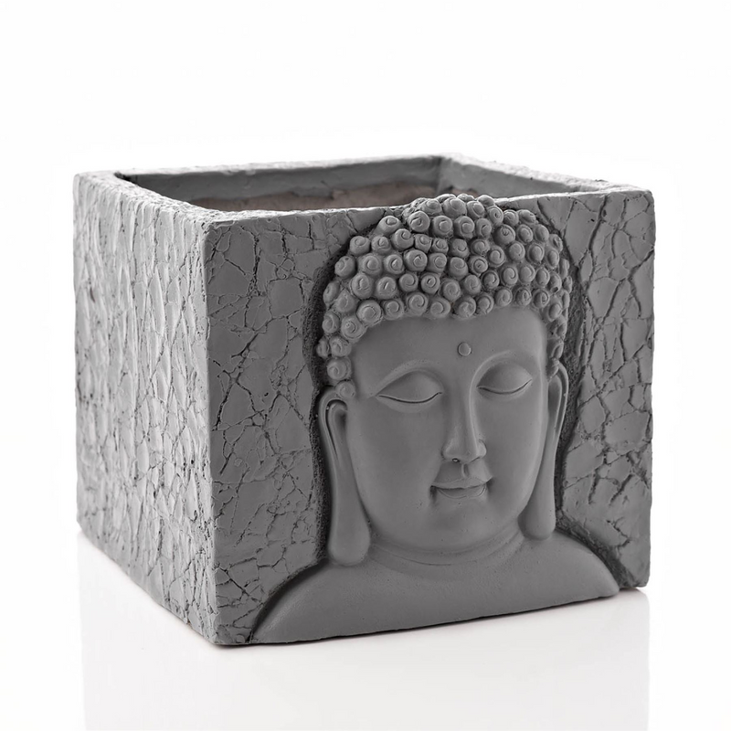 Buddha Planter 25cm Square Cement Effect