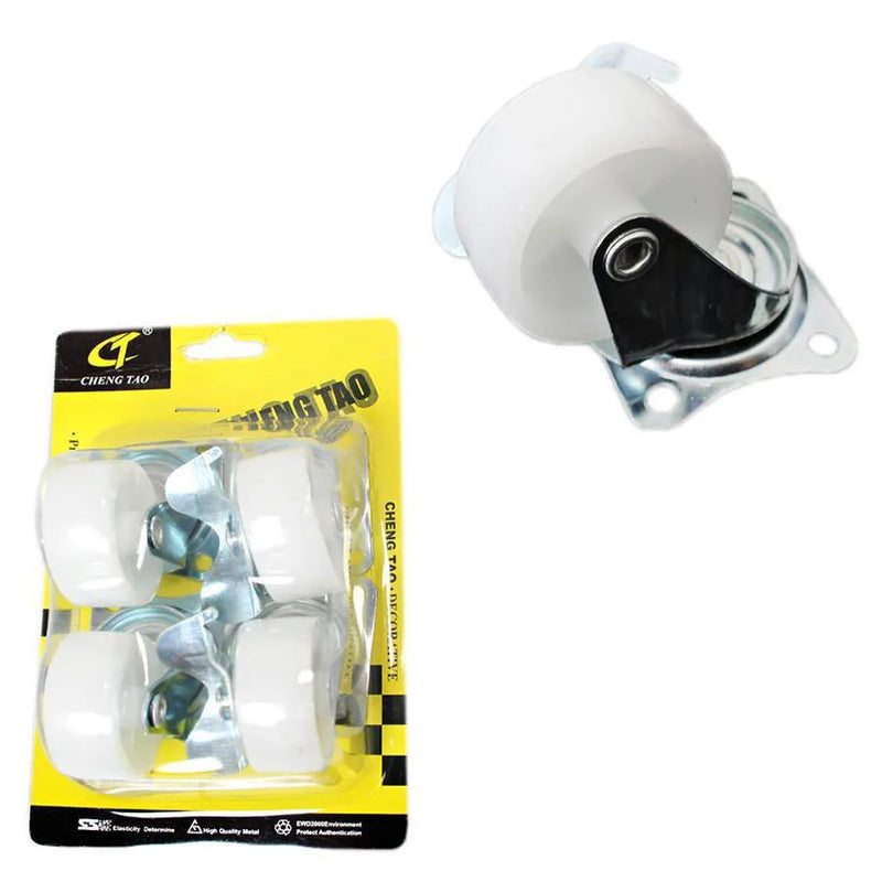 Plastic White Wheels With Brackets Pack Of 4