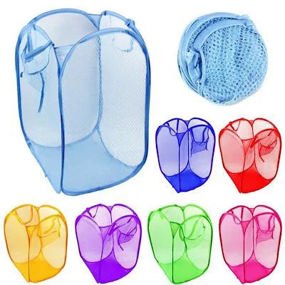 Foldable Easy Storage Mesh Fabric Laundry Basket Assorted Colours
