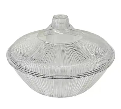 Plastic Clear Round Ribbed Fruit Bowl With Lid