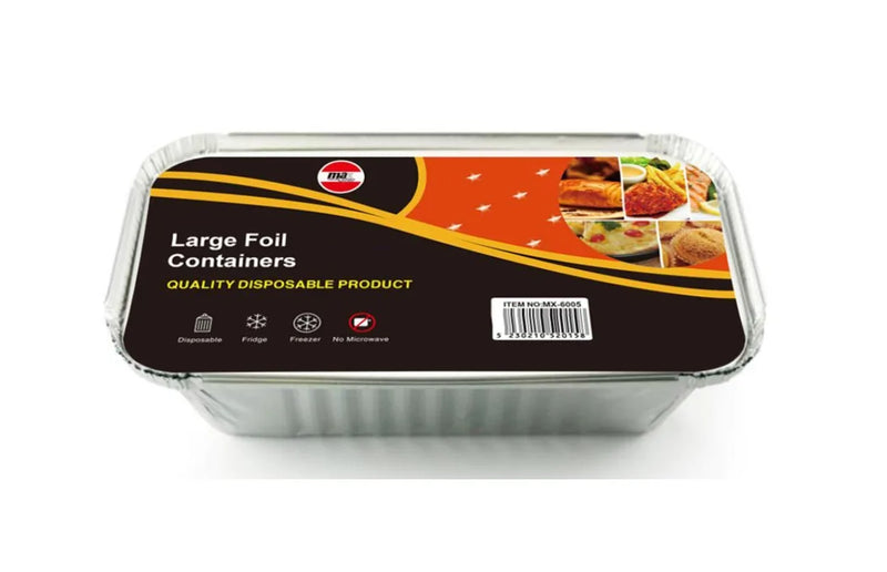 Large Aluminium Foil Food Containers With Lids Pack Of 6