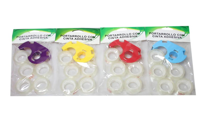 Pack Of 6 Standard Stationery Tape With 1 Dispenser Assorted Colours