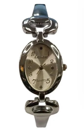 Luisant Ladies Fashion Oval Silver Dial Silver Steel Bracelet Strap Watch - CLEARANCE NEEDS RE-BATTERY