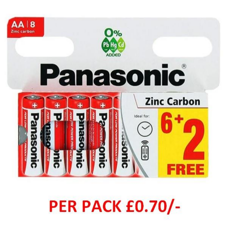 Panasonic AA 8PK Zinc Battery Box of 20
