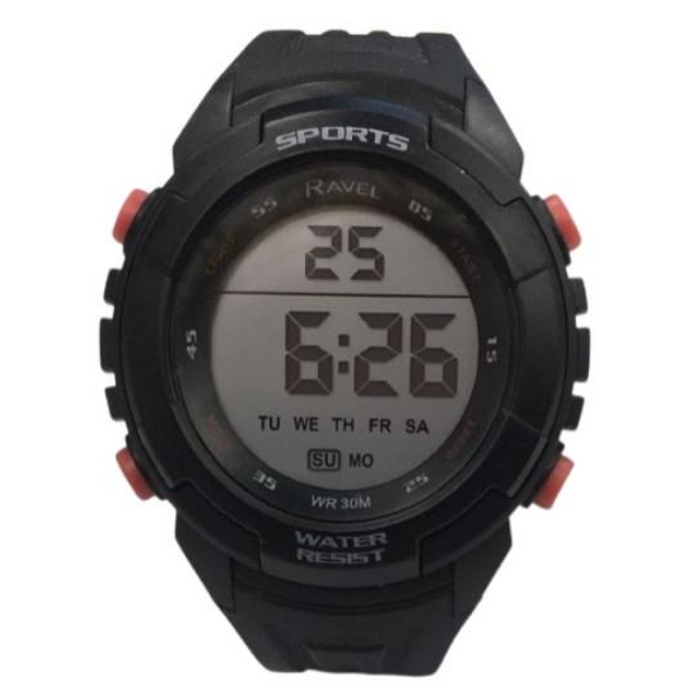 Ravel Mens 3ATM Digital Sports Black/Orange Watch RDG.14.27
