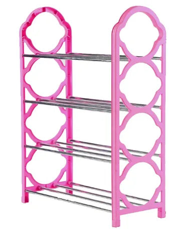 Plastic Shoe Organiser Rack 4 Tier Assorted Colours