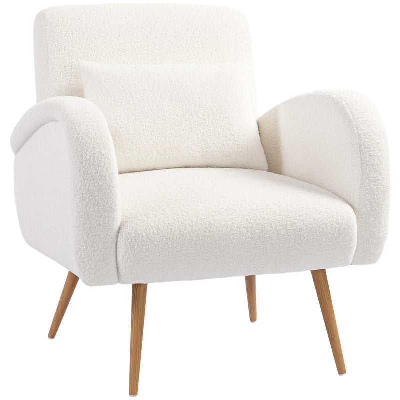 HOMCOM Teddy Fleece Accent Chair - Cream White