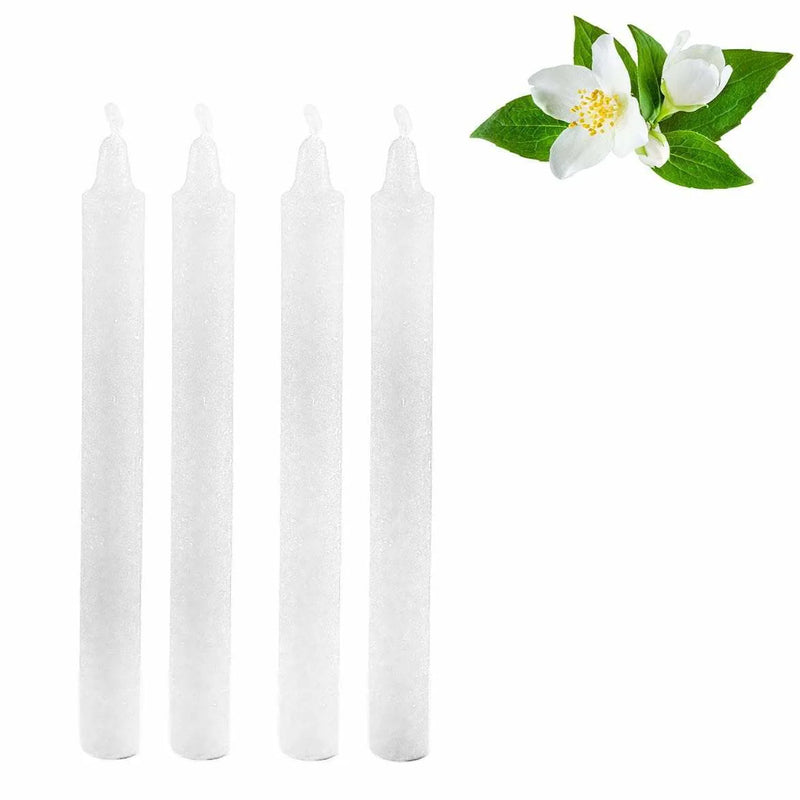 Long Scented White Wa x Candle Sticks Pack Of 4 Jasmine Scented