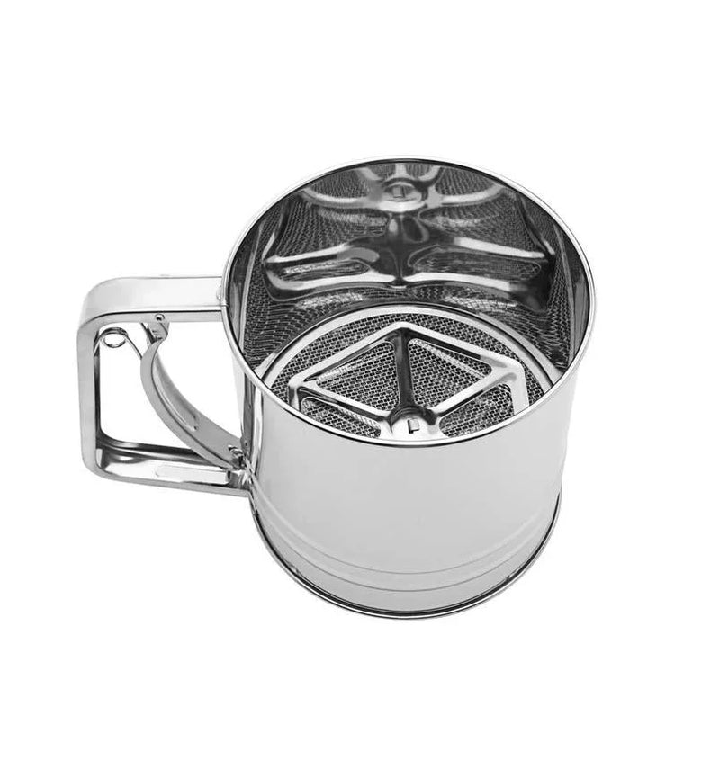 Stainless Steel Fine Flour Icing Sugar Sifter Easy Squeeze Trigger Handle Kitchen