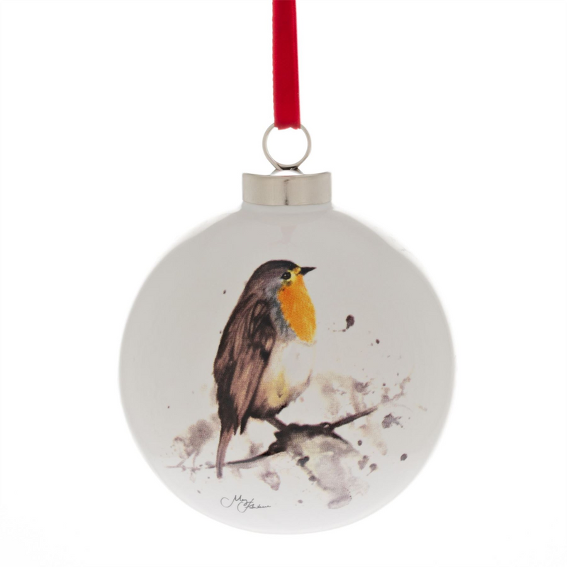 Meg Hawkins Robin Ceramic Bauble 8cm
