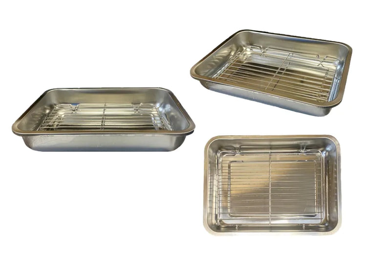 Metal Roasting Lasagne Tray Pan With Grill Rack