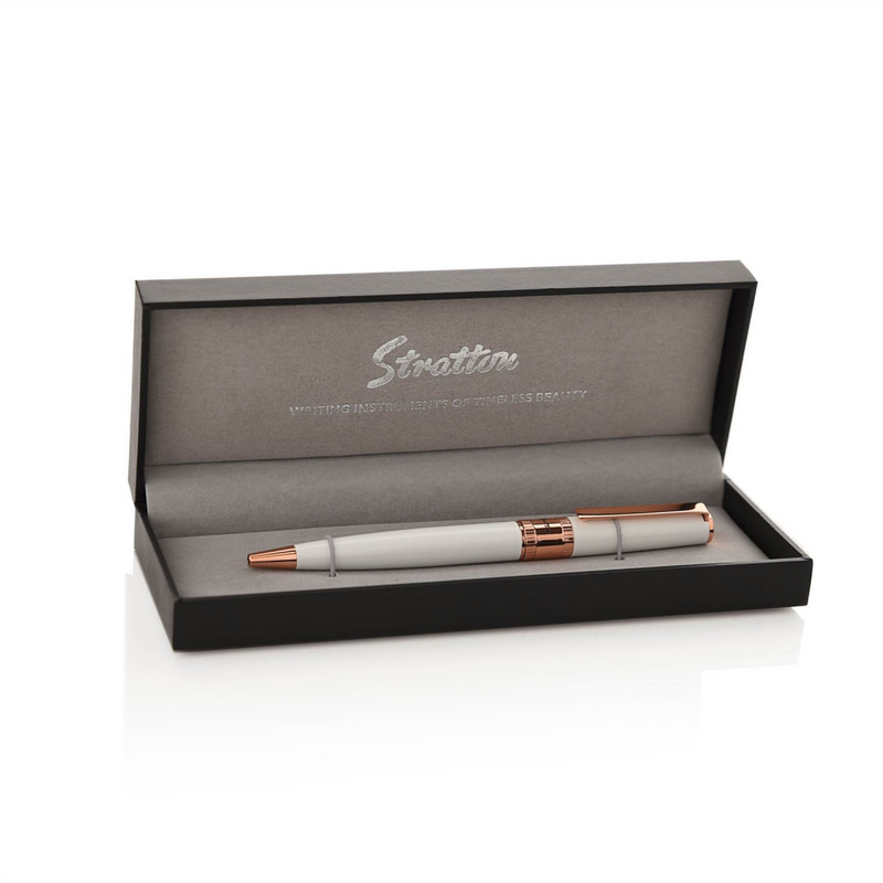 Stratton Ballpoint Pen - White & Gold