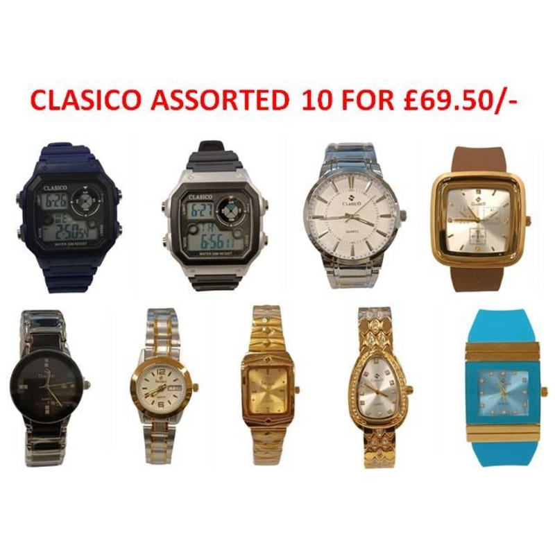Clasico Mens & Ladies Assorted Fashion 10 Watches Model & Colour's Varied UNBOXED