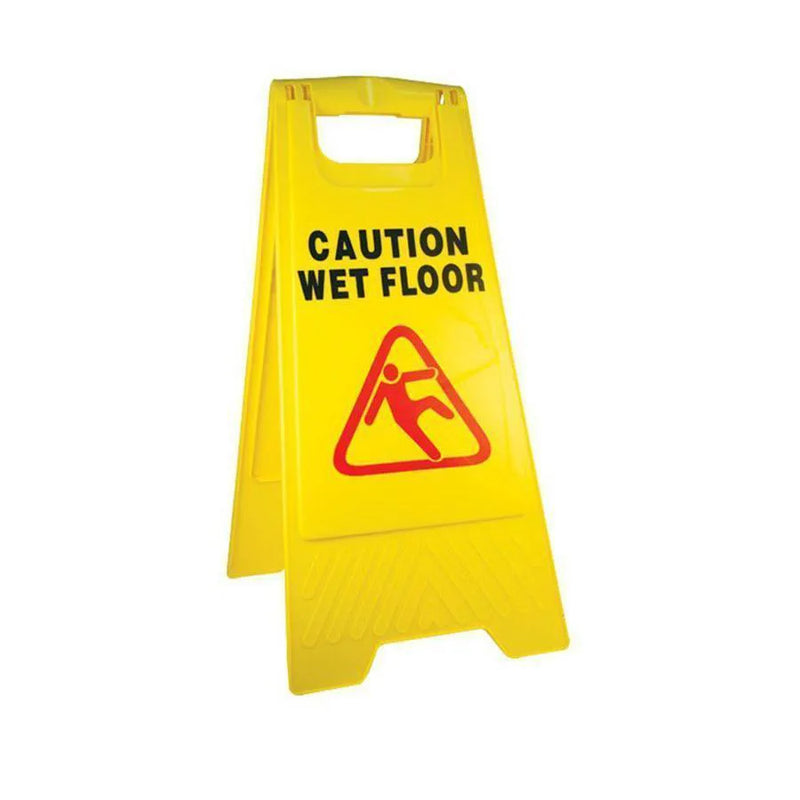 Plastic Yellow 'Caution Wet Floor' Safety Sign