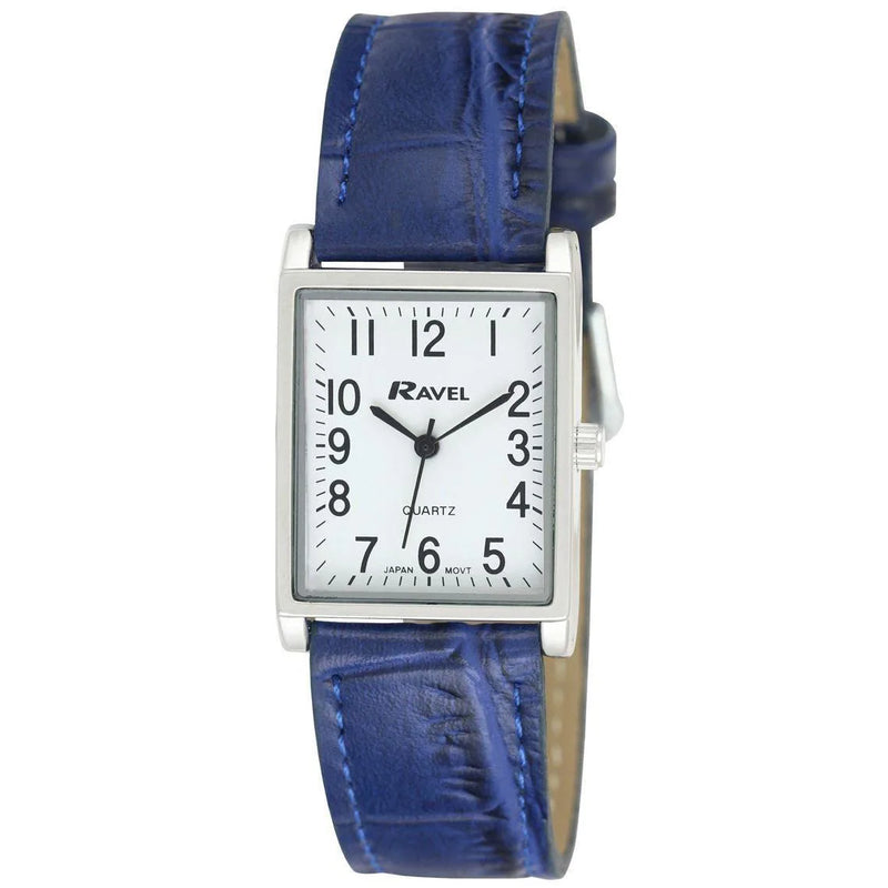 Ravel Mens Fashion Rectangle Shape Dial Blue Leather Strap Watch R0120.06.1A