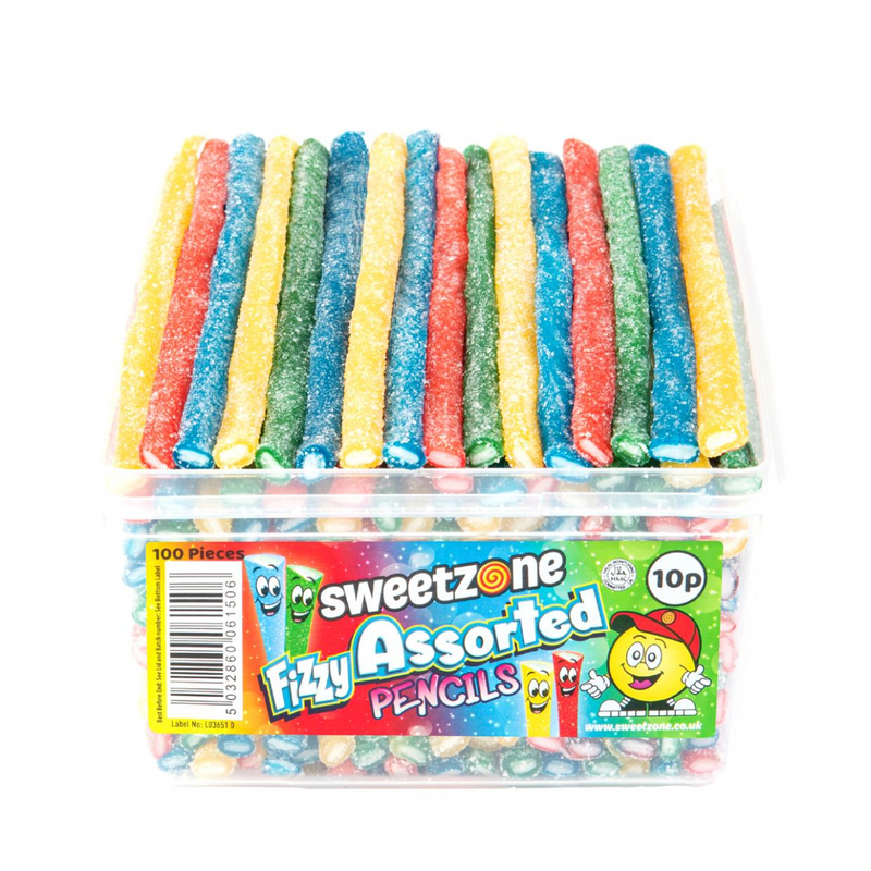 Fizzy Assorted Pencils Tub 100 x Pieces Sweets