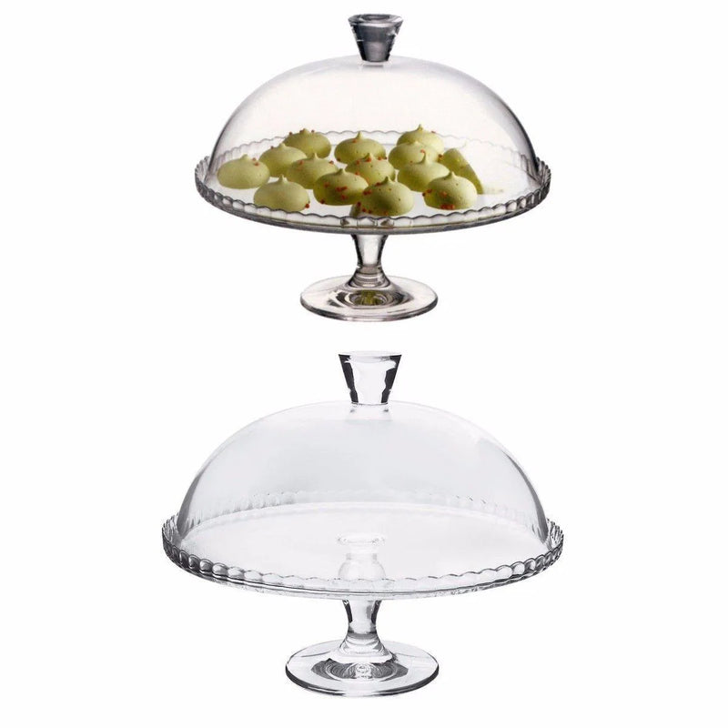 Pb Footed Glass Cake Dessert Stand Plate And Dome