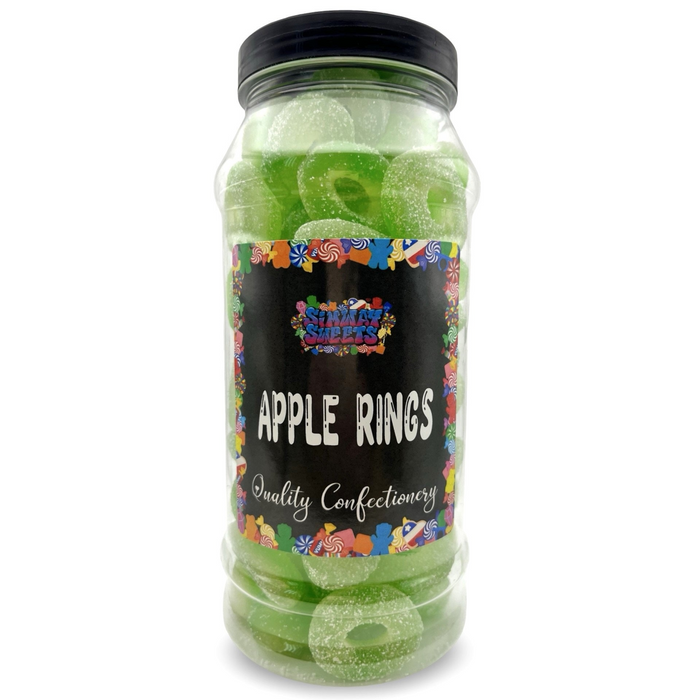 Sour Apple Rings Retro Fizzy Gummy Sweets Gift Jar - 620g