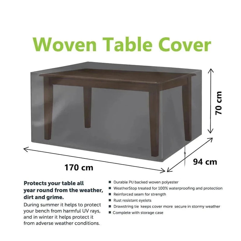 Garden Table Water Resistant Cover - 170cm x 94cm x 70cm