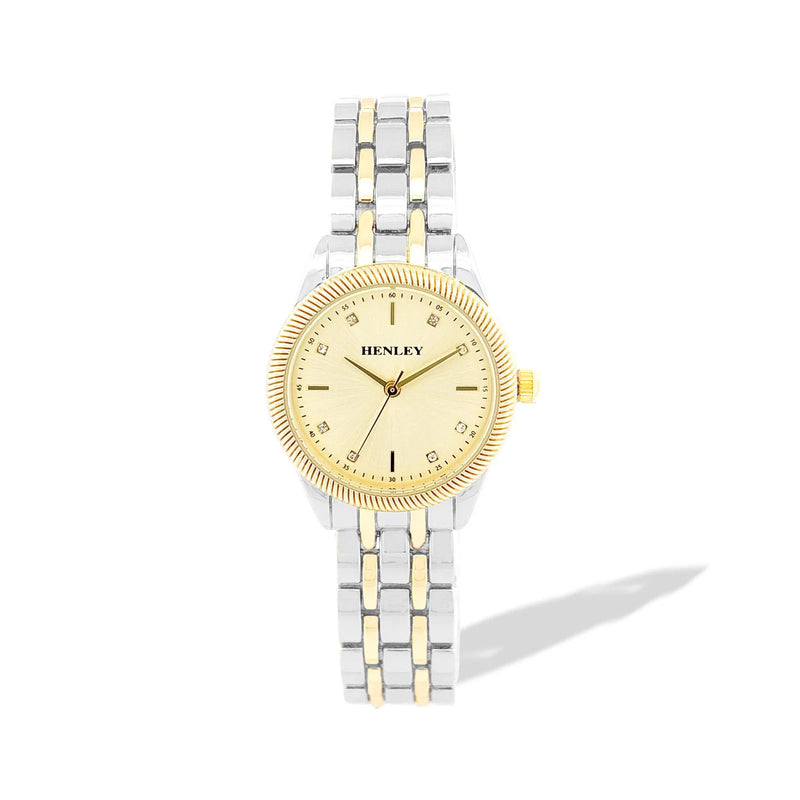 Henley Womens Chiselled Fashion Bracelet Watch - Two Tone