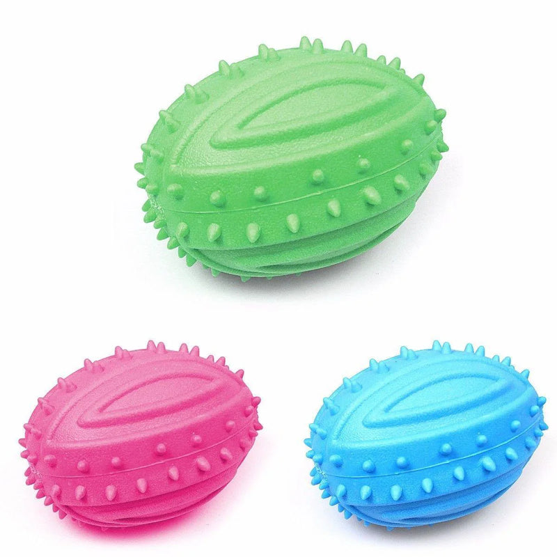 Pet Dog Toy Squeaky Rugby Shaped Ball Assorted Colours