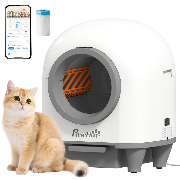 PawHut 80L Self Cleaning Cat Litter Tray with APP Control Safety Protection