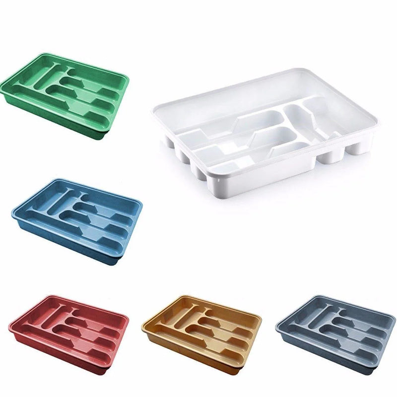 Plastic Cutlery Drawer Tray Holder Assorted Colours
