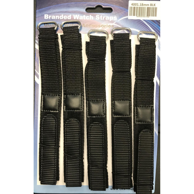 4001GVB 22MM PK5 VELCRO WATCH STRAPS BLACK