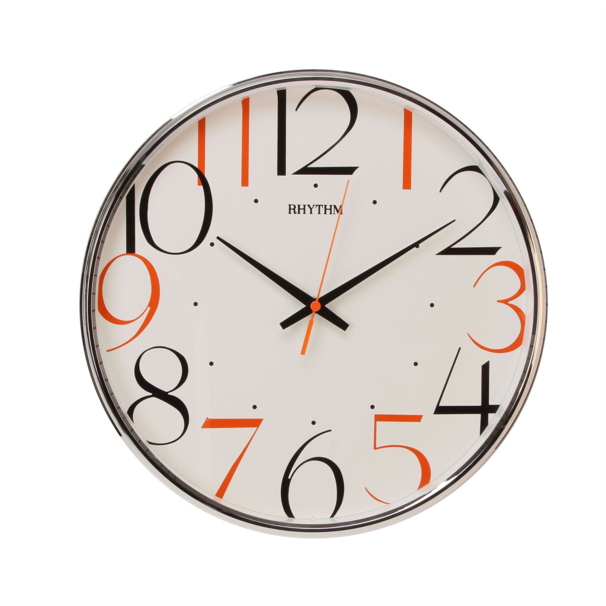 Rhythm Round Wall Clock with Coloured Numerals — InStock