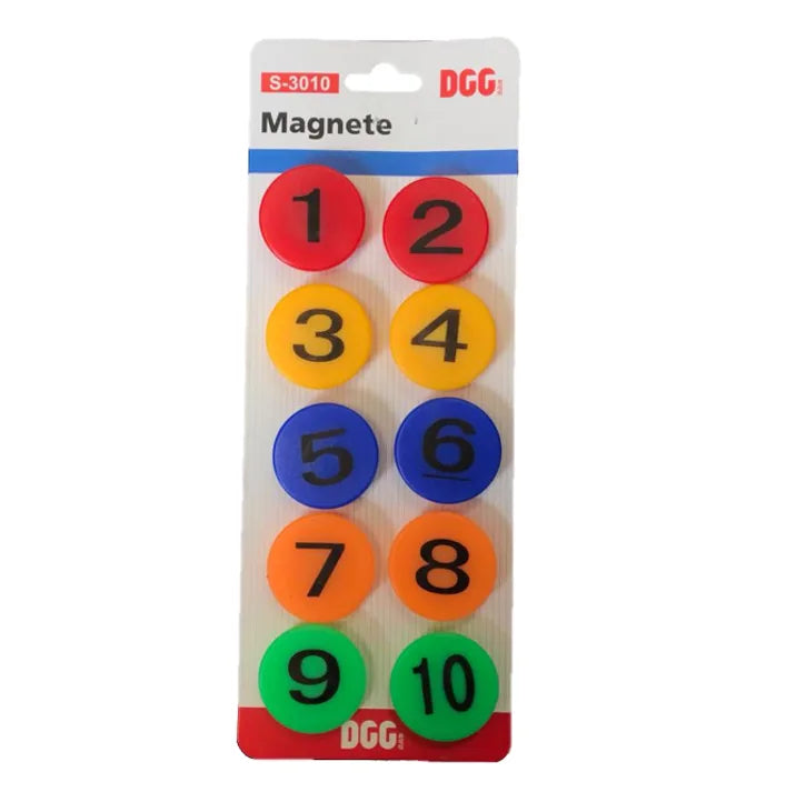 Round Fridge Freezer Magnet Numbers 1 – 10 Pack Of 10 Assorted Colours