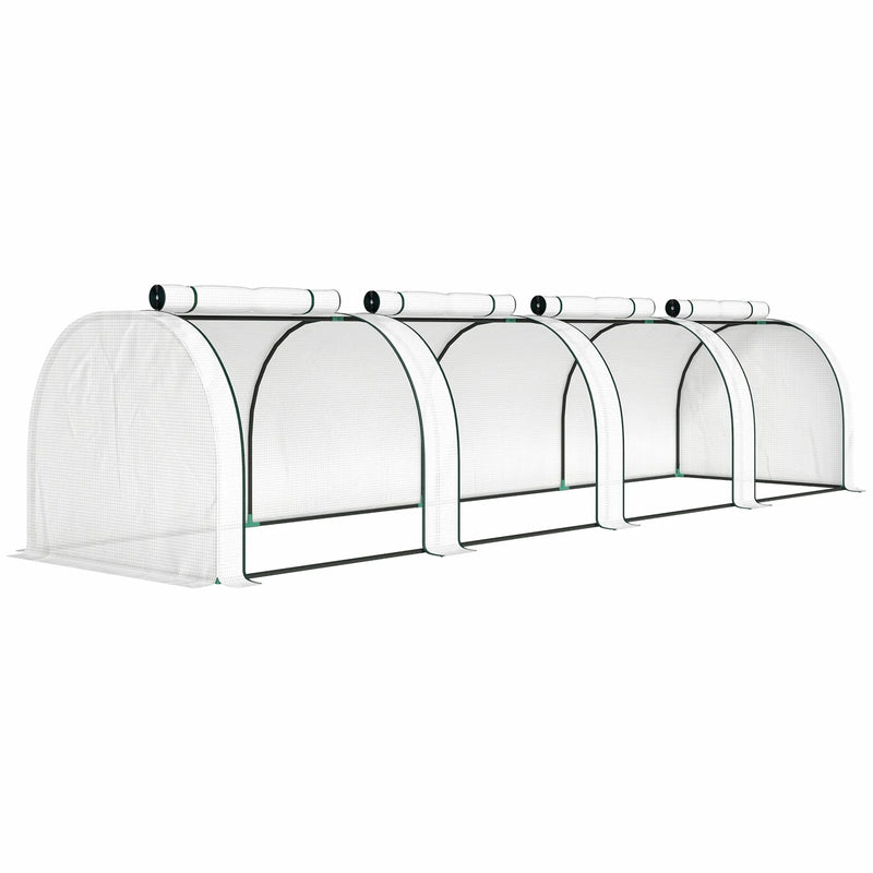 Outsunny 395  x 100 cm Low Tunnel Greenhouse - White