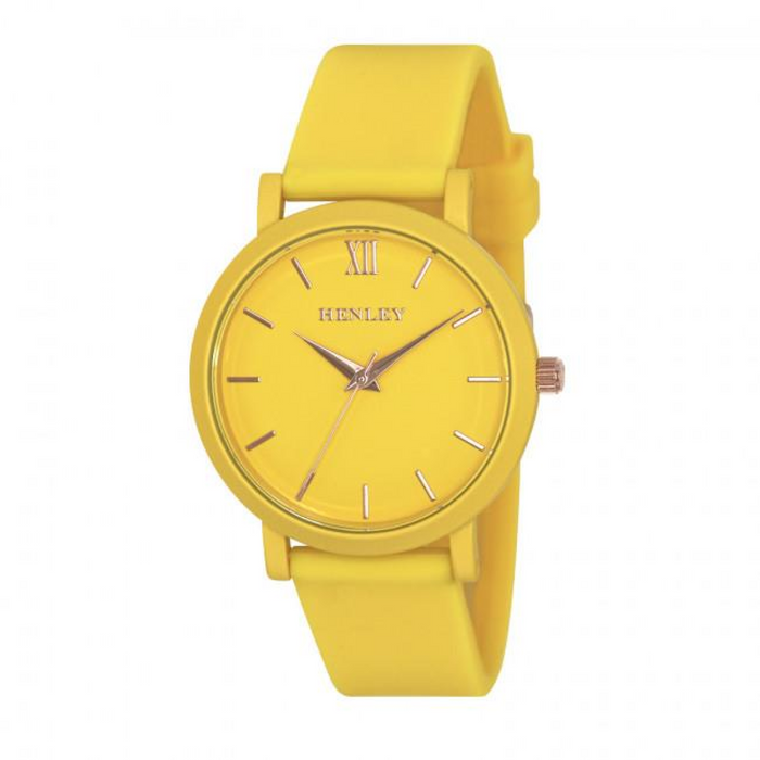 Henley Ladies Coloured Case Silicone Sports Watch Yellow H06178.9