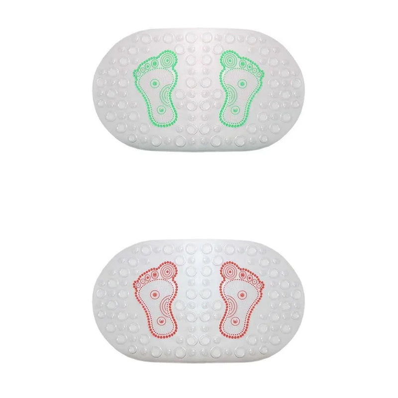 Frosted Oval Anti – Slip Bathroom Shower Bath Mat With Feet Design Assorted Colours